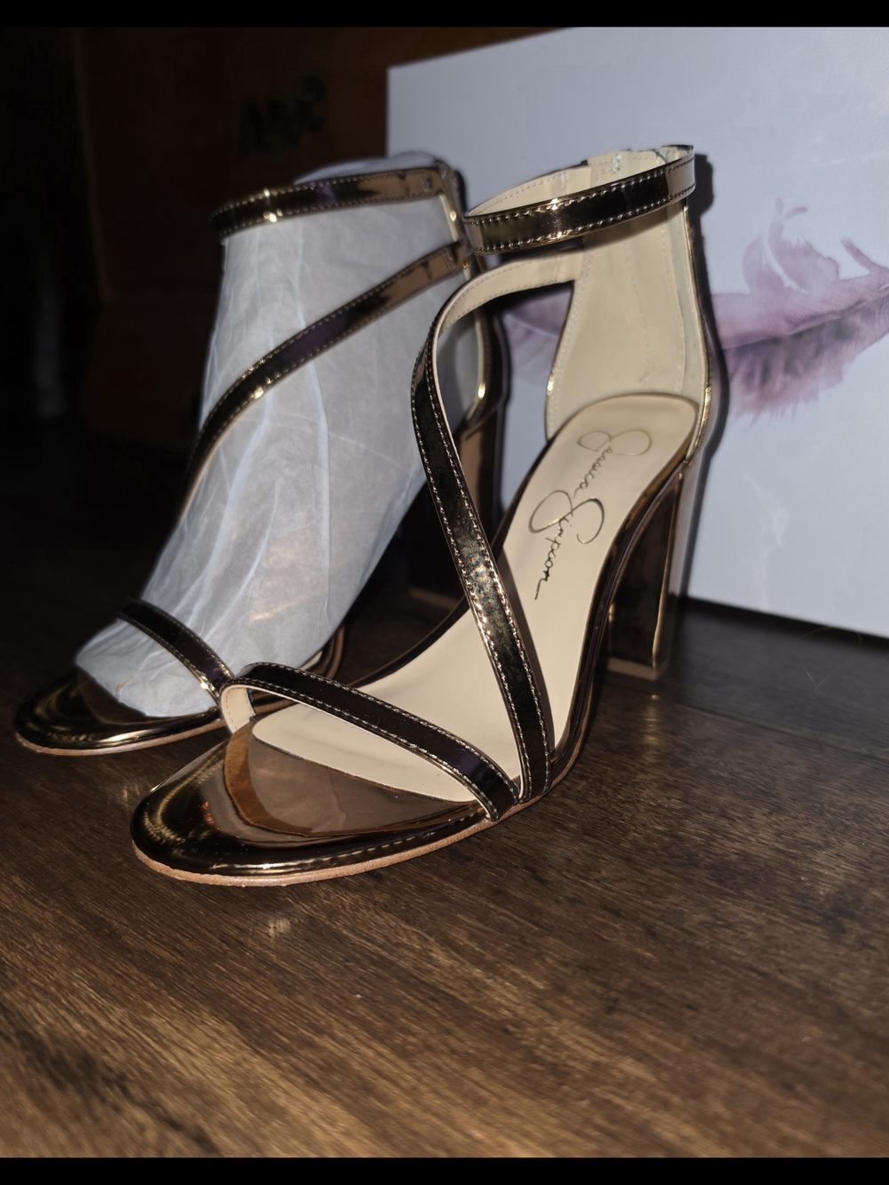 Jessica Simpson Bronze Strappy High Heel Sandals